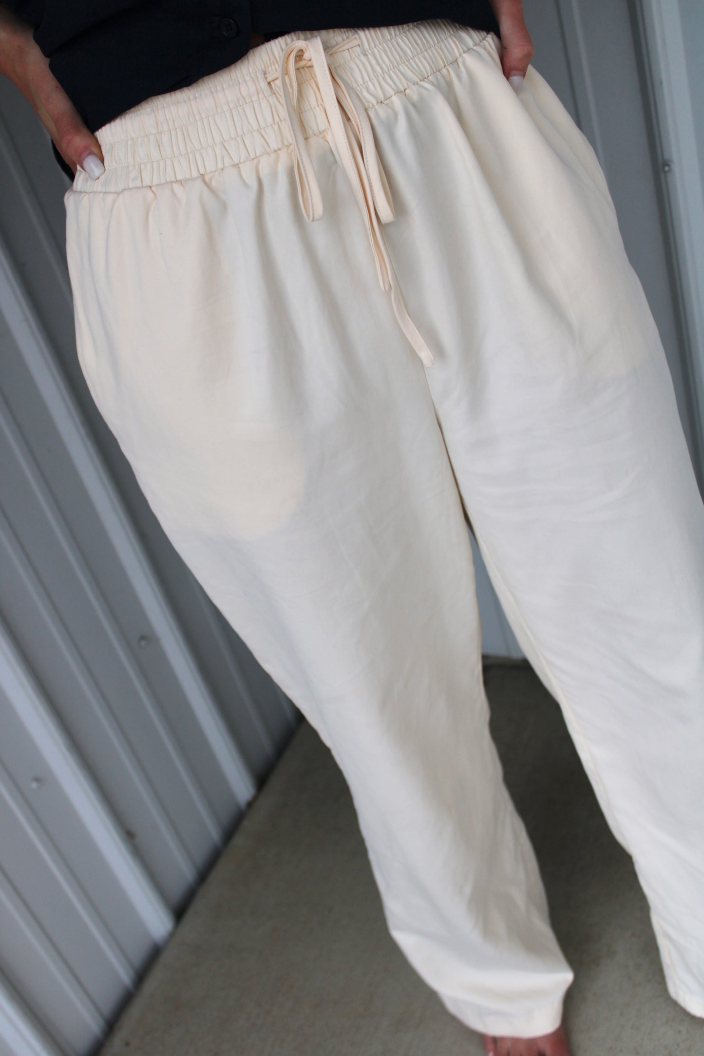 Elastic Waist Pants - Ecru