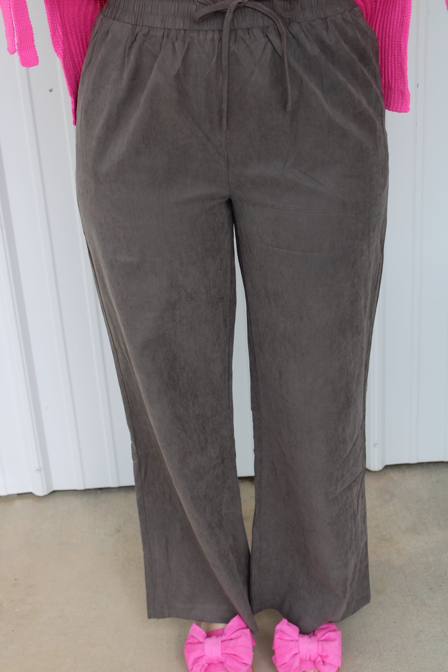 Elastic Waist Pants - Charcoal