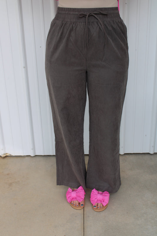 Elastic Waist Pants - Charcoal